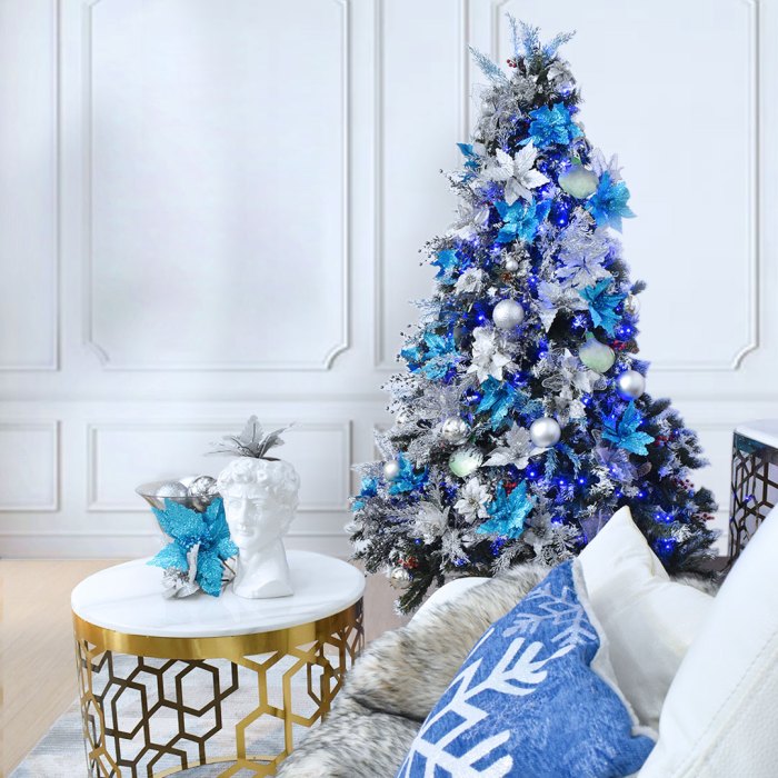 Blue and white christmas decor