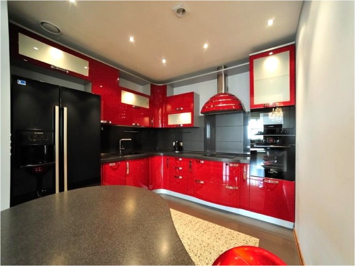 Black white red kitchen decor