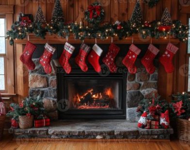 Fireplace decor ideas christmas