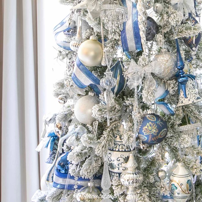 Blue and white christmas decor