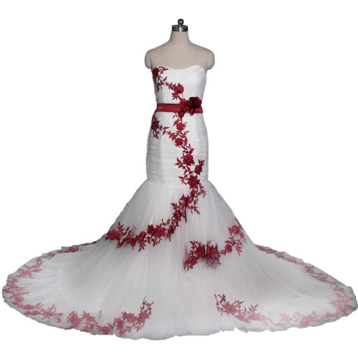 Wedding dress red trim